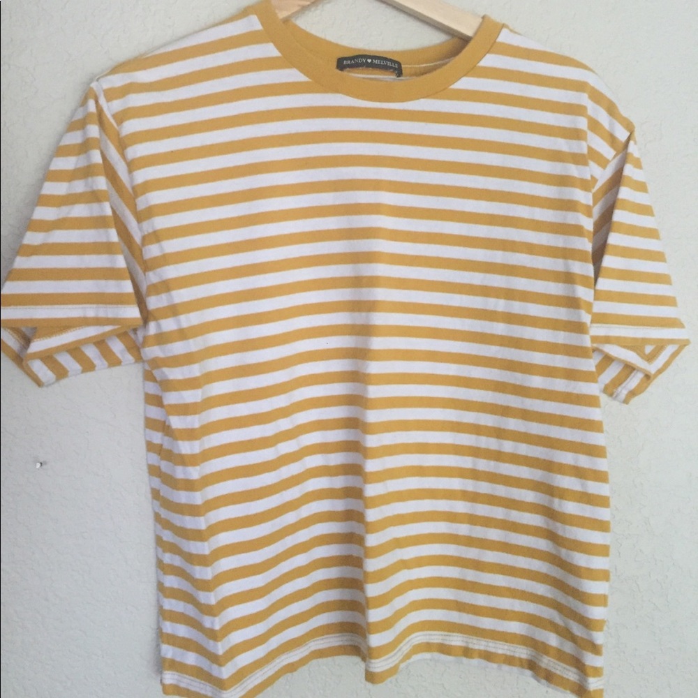 Brandy Melville yellow & white striped tee shirt
